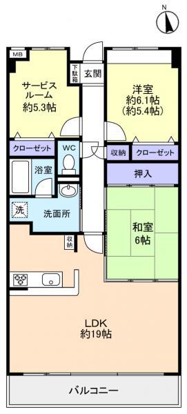 アルデールヒルズ(3LDK/4階)の間取り写真