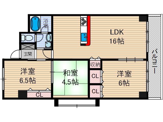 阪急南茨木ハイタウン東奈良高層C棟(3LDK/6階)の間取り写真