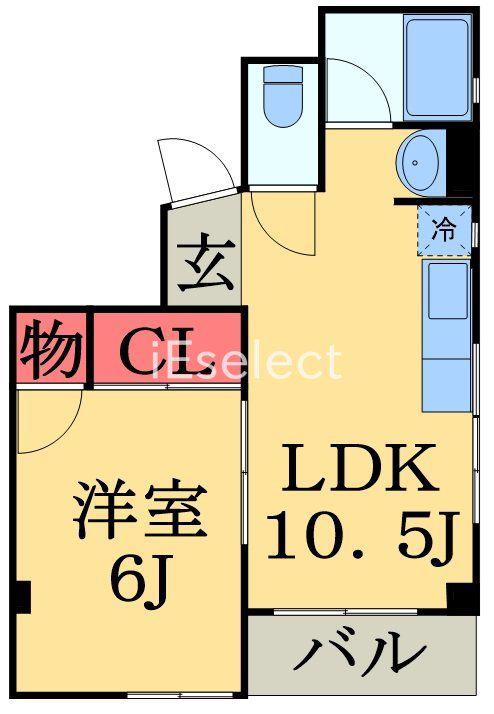 エヴァーグリーン本千葉(1LDK/4階)の間取り写真