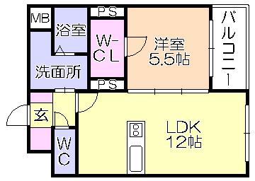 ALLEYII(1LDK/3階)の間取り写真