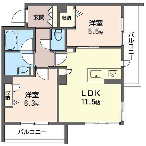 レジデンスヴィラ(2LDK/2階)の間取り写真