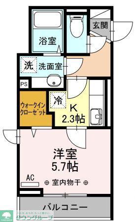パレス国分寺(1K/3階)の間取り写真