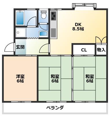 横須賀馬堀台12号棟(3DK/4階)の間取り写真