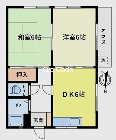 コーポ田中(2DK/1階)の間取り写真
