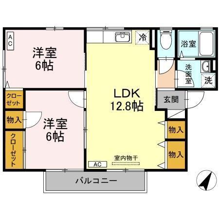 セジュール中相田II(2LDK/2階)の間取り写真