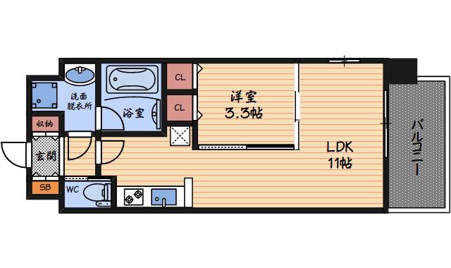 ラルテ中津(1LDK/4階)の間取り写真