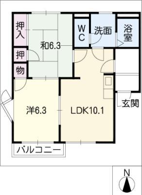 メゾンカフェオーレII(2LDK/1階)の間取り写真