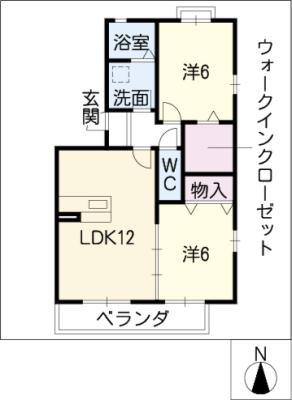 アブニール(2LDK/1階)の間取り写真