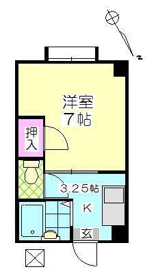 ディアコートA(1K/3階)の間取り写真