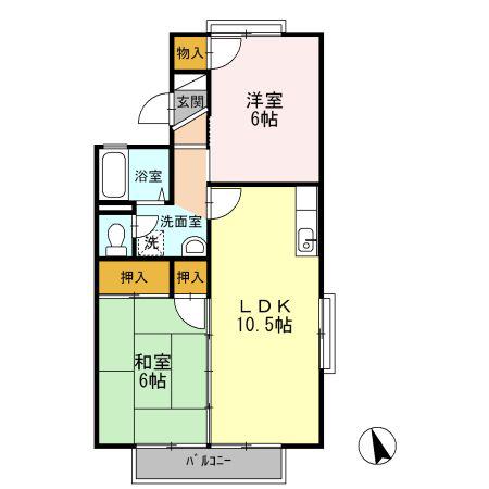 セジュールそれいゆ B棟(2LDK/2階)の間取り写真