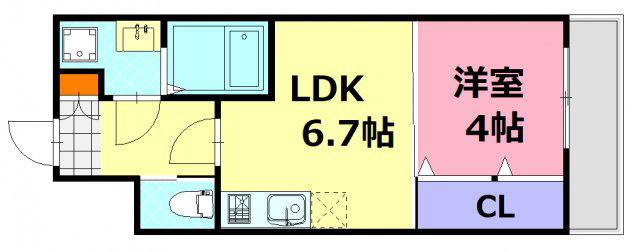 KATAYAMA BLDG.23(1DK/6階)の間取り写真
