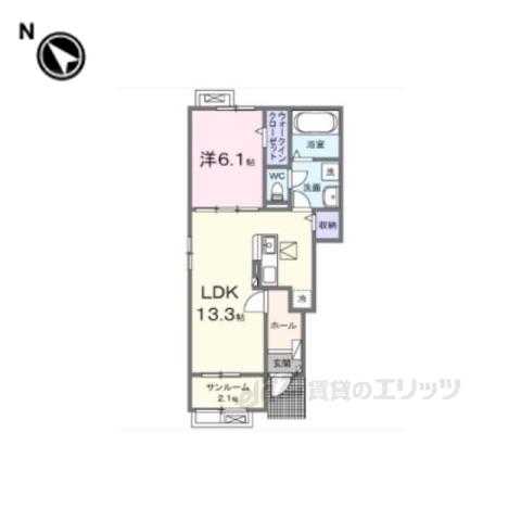 サンクチュアリKEGⅡ(1LDK/1階)の間取り写真