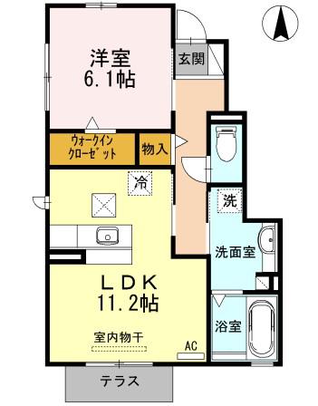 ルミエール(1LDK/1階)の間取り写真