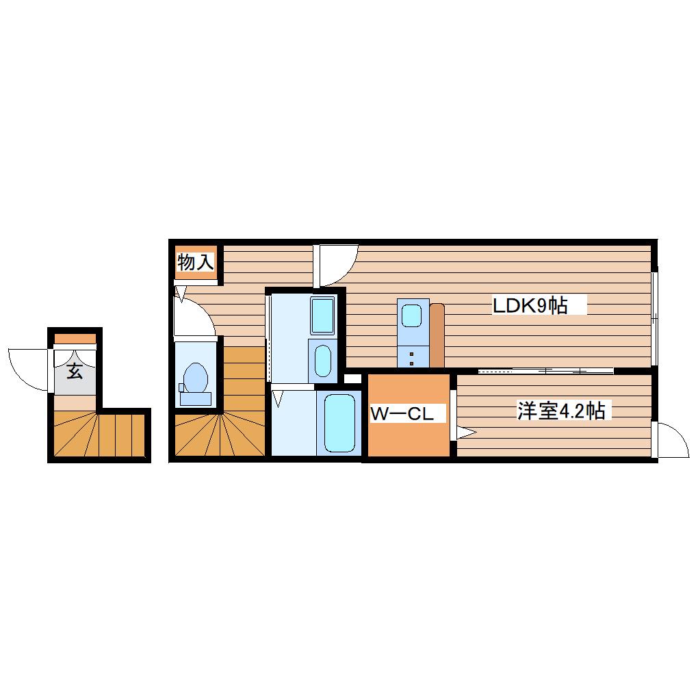 エフエス名取(1LDK/2階)の間取り写真