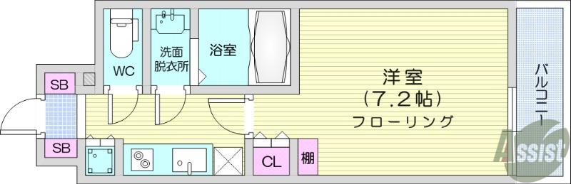 LASANTE上杉(1K/4階)の間取り写真
