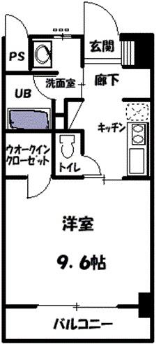アルファ上杉(1K/3階)の間取り写真