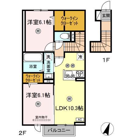 アン ソレイユ(2LDK/2階)の間取り写真