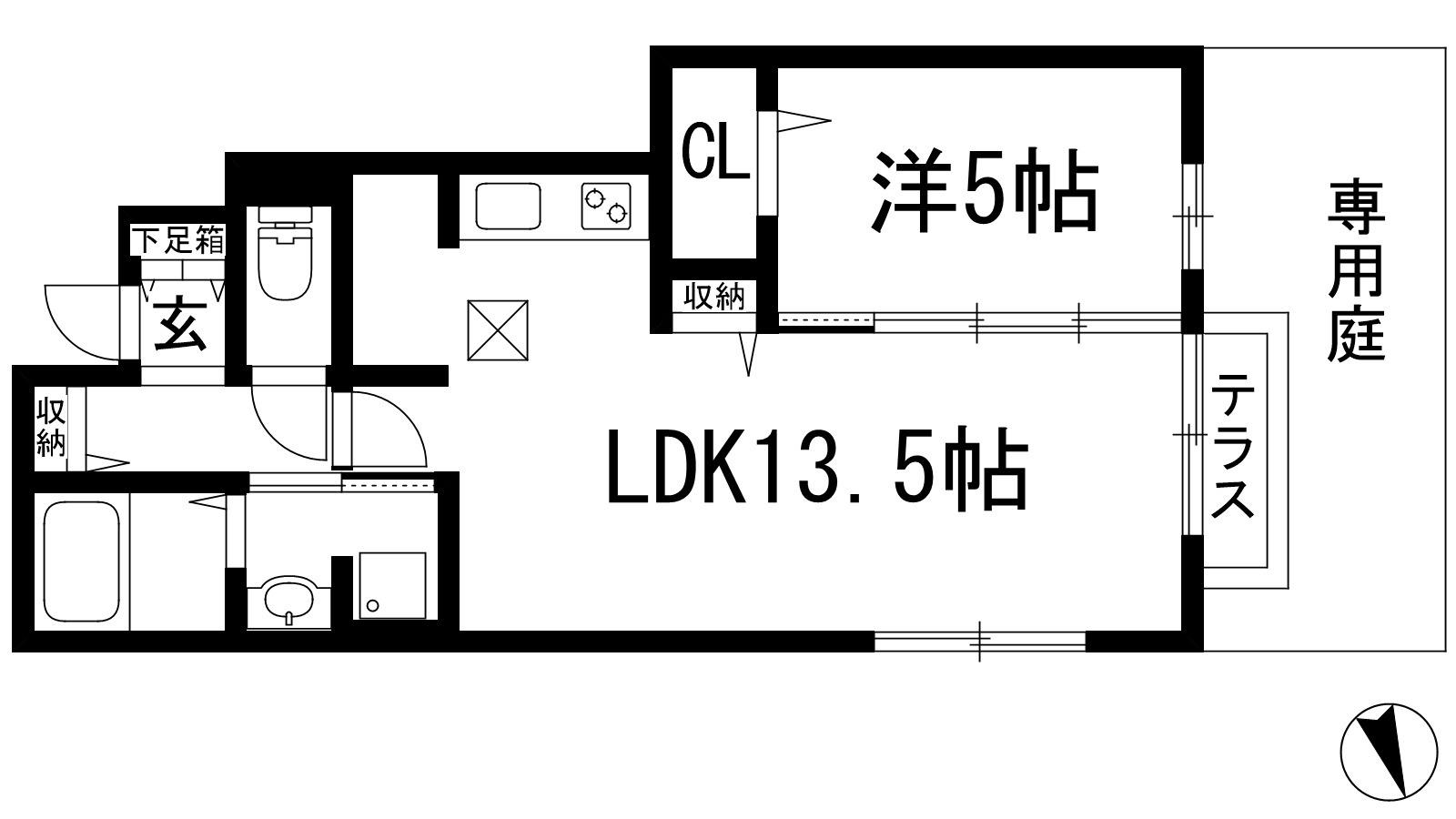 サニーコート(1LDK/1階)の間取り写真