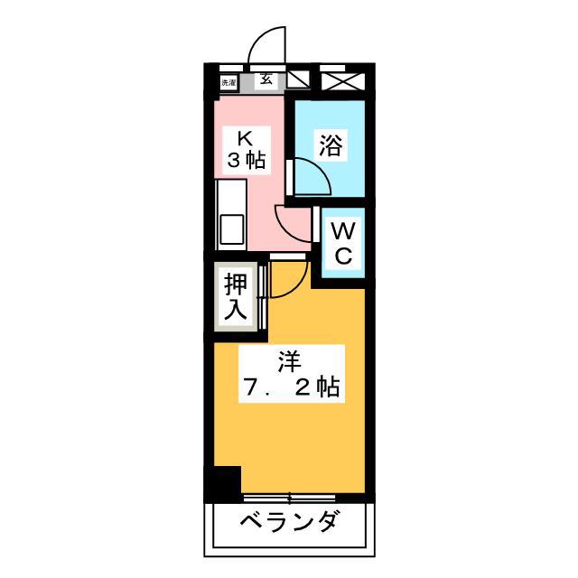 ヴィラユタカ(1K/3階)の間取り写真