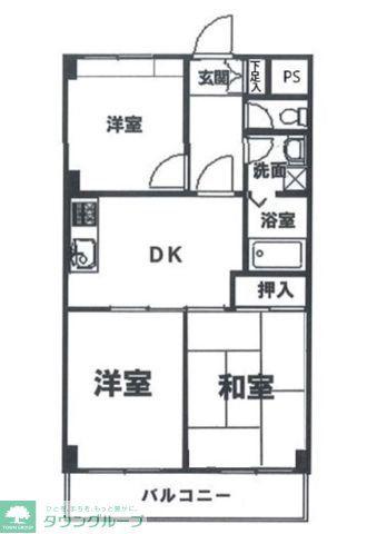 ブルームライフ市川(3DK/1階)の間取り写真