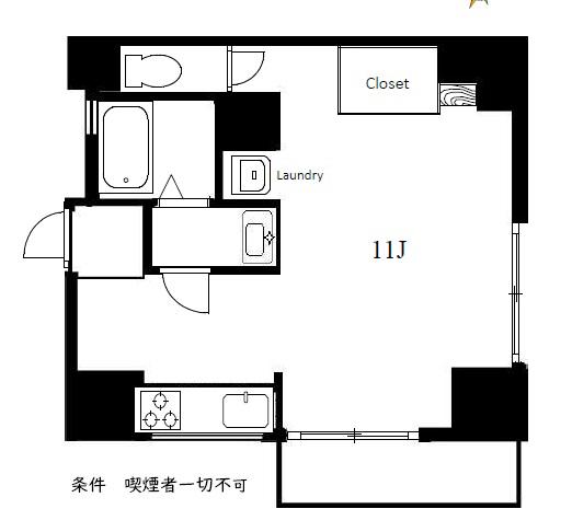 HIGH LIFE BUNKYO(ワンルーム/1階)の間取り写真