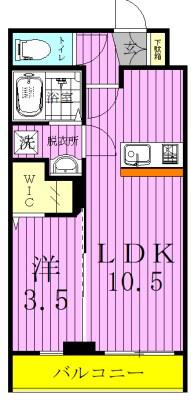 CRESCENT COURT クレセントコート(1LDK/2階)の間取り写真
