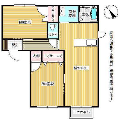 ヴァンソレイユA(2LDK/1階)の間取り写真