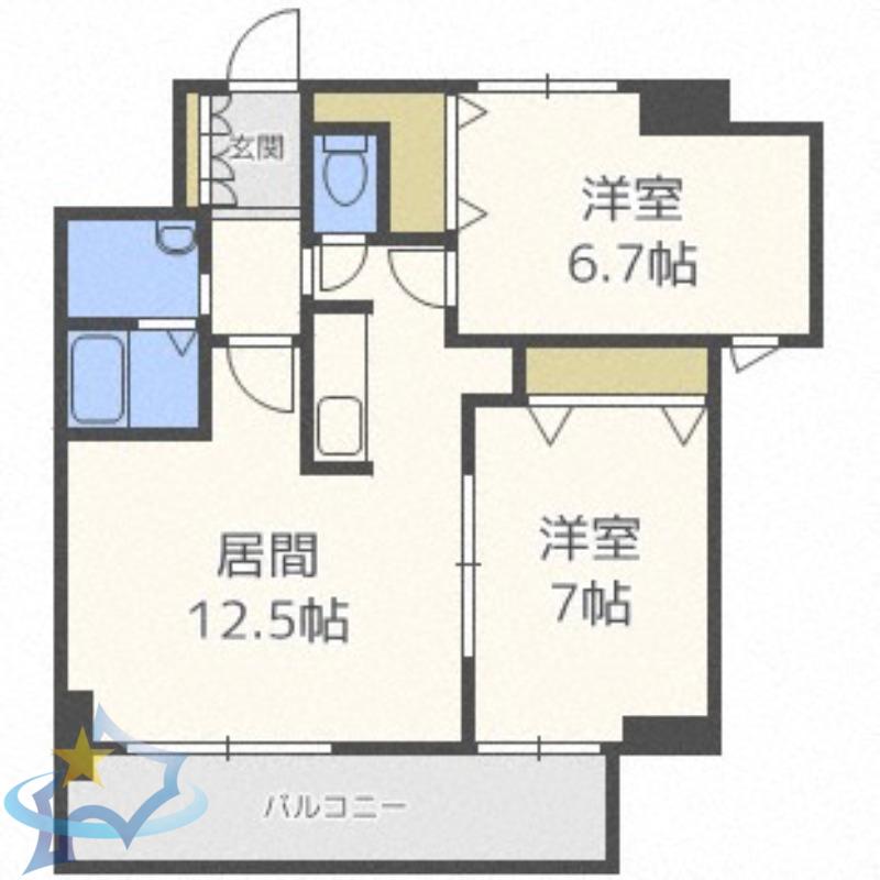 アルティー発寒(2LDK/11階)の間取り写真
