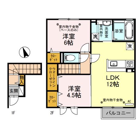 アレグリア・エターナ(2LDK/2階)の間取り写真