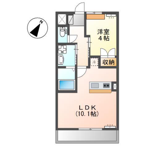 アルファー(1LDK/2階)の間取り写真