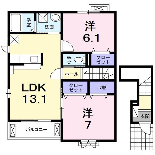 インサイドI(2LDK/2階)の間取り写真