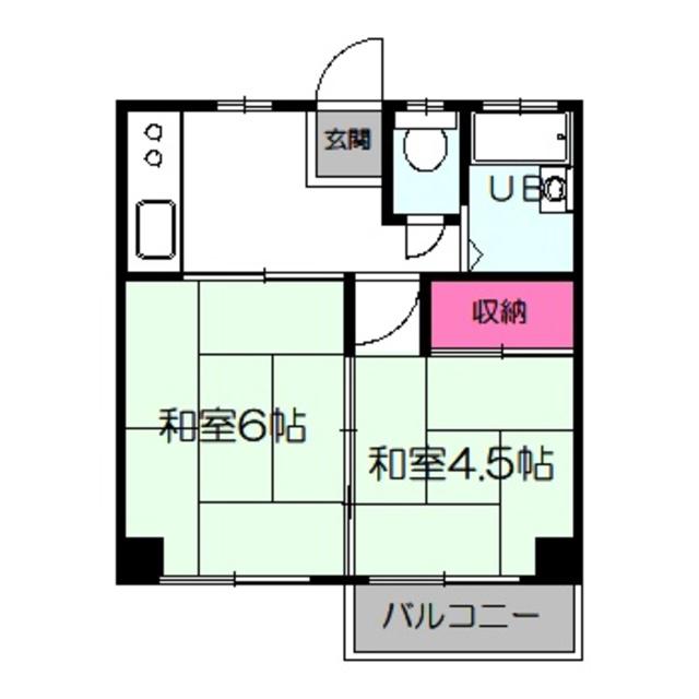 なにわビル(2DK/3階)の間取り写真