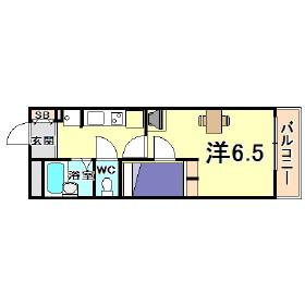 レオパレス鳴尾B(1K/1階)の間取り写真