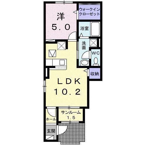 プリムラIIA(1LDK/1階)の間取り写真