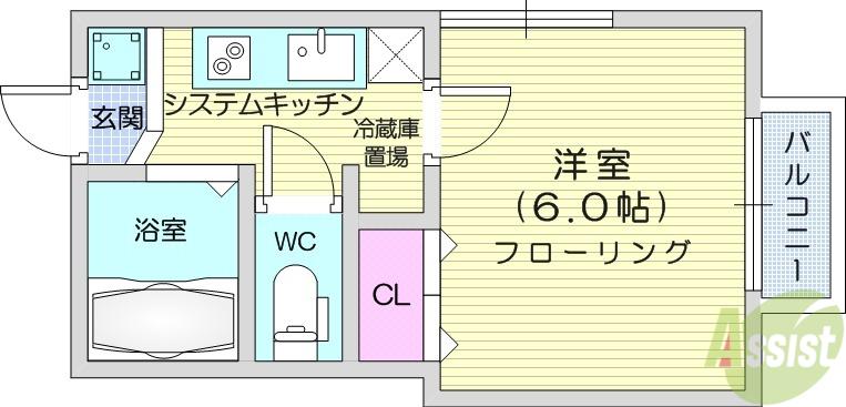 クオーレ米ヶ袋Ⅰ(1K/1階)の間取り写真