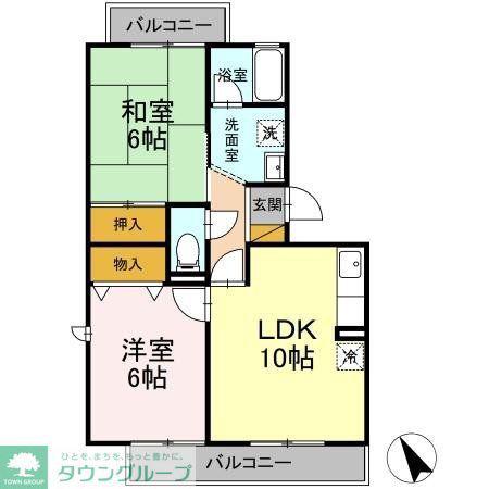 フレグラントアネックスII(2LDK/2階)の間取り写真
