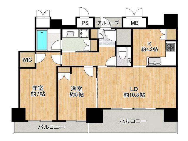 ザ・ファインタワー梅田豊崎(2LDK/27階)の間取り写真