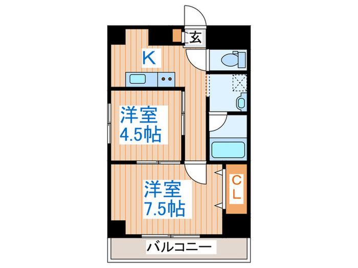 シルヴァン片平(2K/5階)の間取り写真