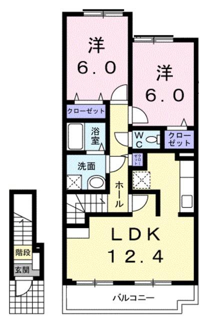 ガーデンハウスYH(2LDK/2階)の間取り写真