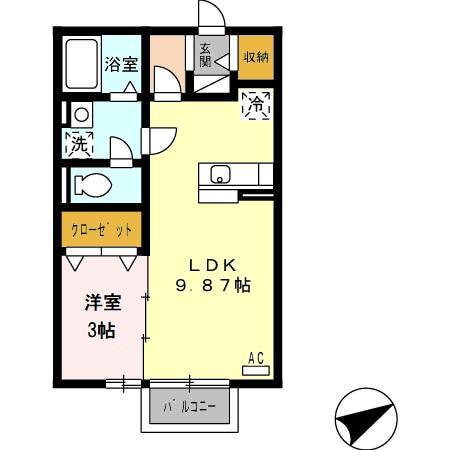 フラリッシュ・ウッド(1LDK/2階)の間取り写真