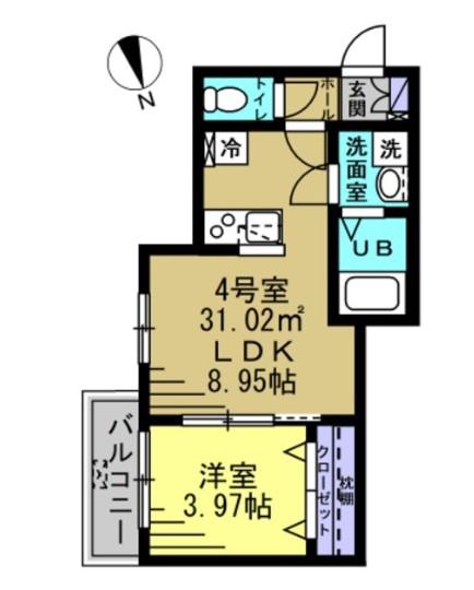 ＪＲ常磐線 馬橋駅 徒歩5分 3階建 築4年(1LDK/2階)の間取り写真