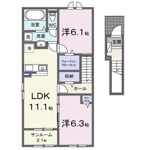 フォーピュア I(2LDK/2階)の間取り写真
