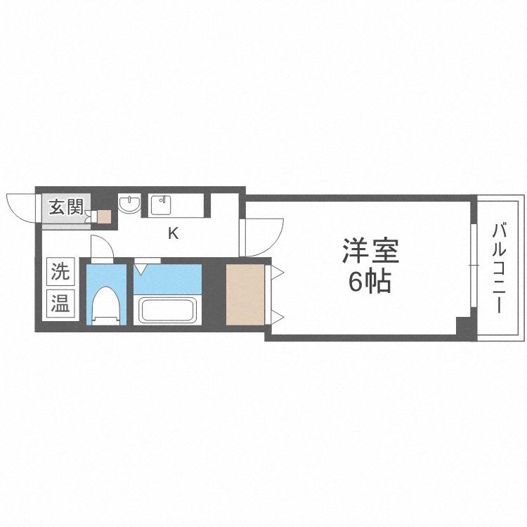 フィレンツェ船場南(1K/2階)の間取り写真