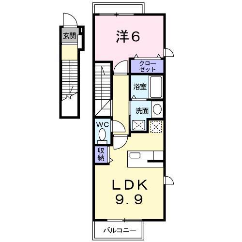 ヴィラ・サニーヒル(1LDK/2階)の間取り写真