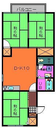 ガーデンハイム B棟(3DK/2階)の間取り写真
