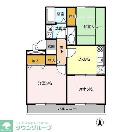シンヤハンズ1(3DK/1階)の間取り写真