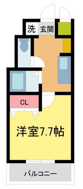 グラーツィア東灘(1K/4階)の間取り写真