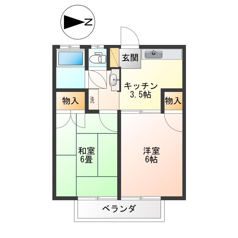 三景ハイツ(2K/1階)の間取り写真