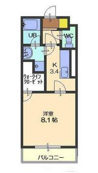 レジデンス林先(1K/4階)の間取り写真