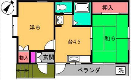 MSコートII(2DK/2階)の間取り写真